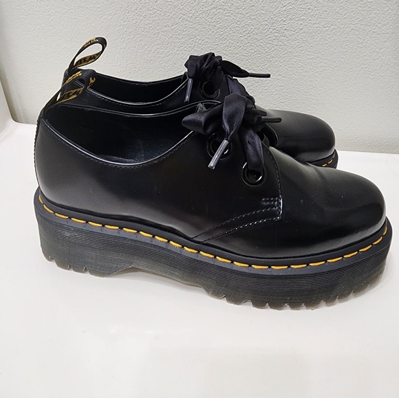 Dr. Martens Holly Women Leather Platform Shoes. Size 8. Satin Ribbon Laces. NWOT - Picture 6 of 12